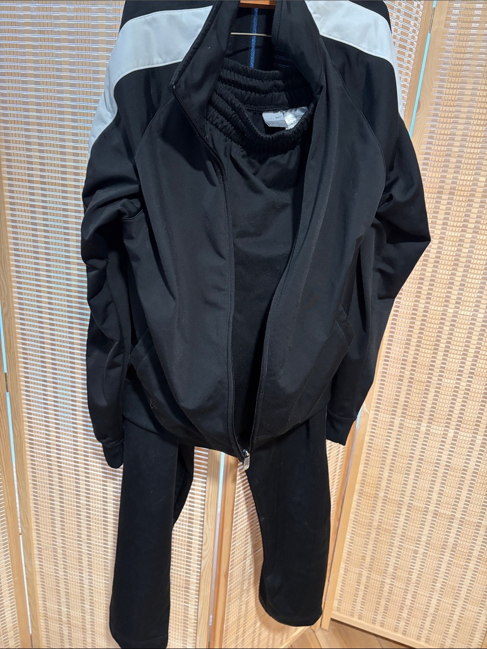 Nike Black Track Jacket & Sweatpants with White Sleeve Panels Vintage